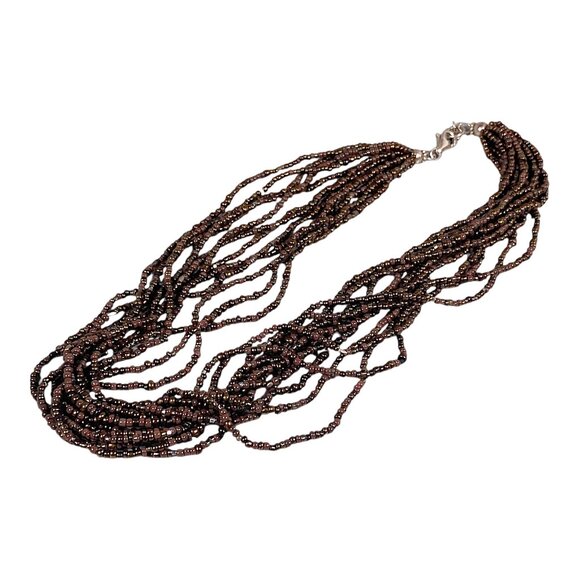 Silpada Bronze Beaded Necklace 17" Brown Glass Bead Torsade Artsy Boho N1815 - Picture 9 of 16